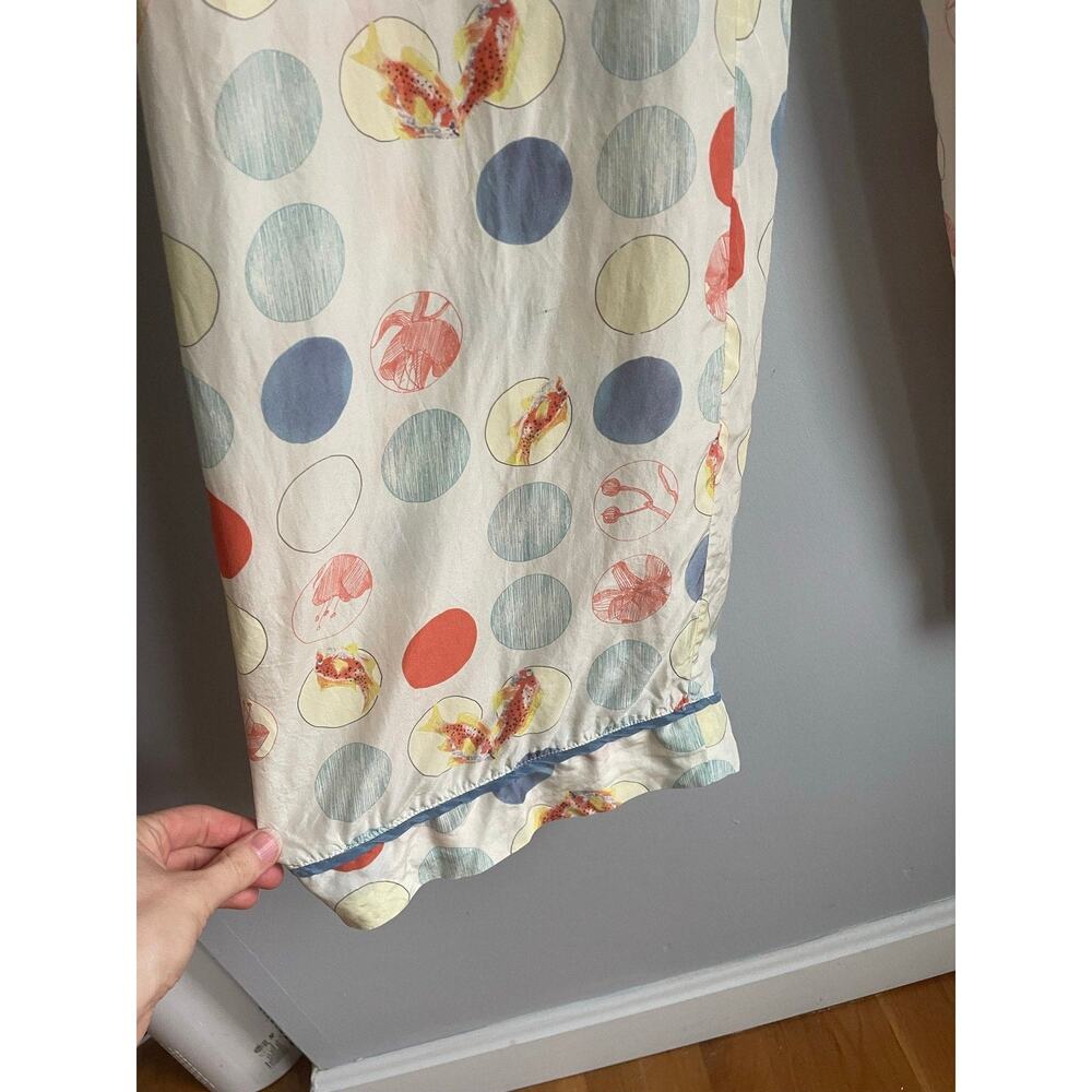 Anthropologie Silka Silk Printed Pajama Pants Bottoms Polka Dot Boho Indie Small - Picture 2 of 12